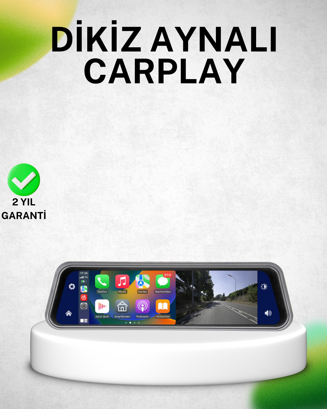 10 İnç Tam Dokunmatik Dikiz Aynası Kamera Ön Arka Full HD