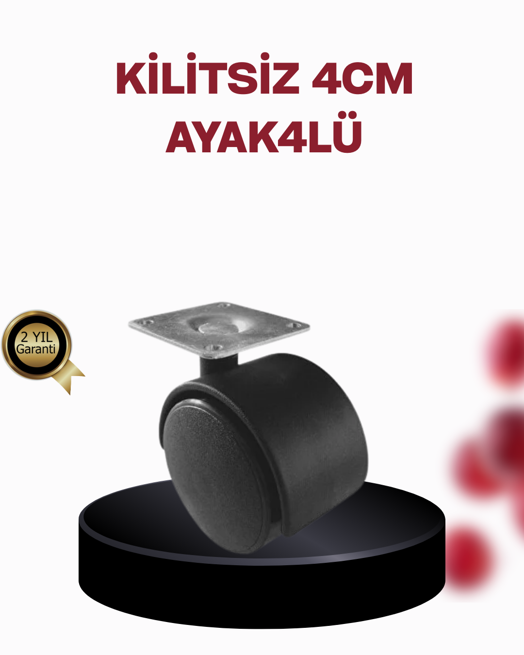 4 cm Döner Ayak Kilitsiz 4 Adet Mobilya ve Sehpa Ayağı
