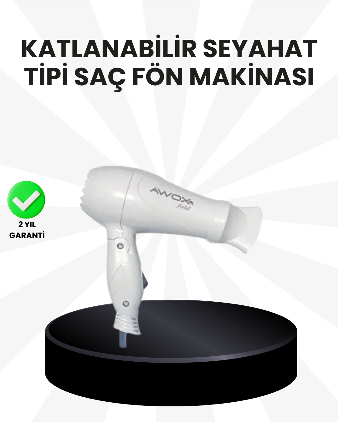 Taşınabilir Fön Makinesi Katlanır Gövde Enerji Tasarruflu