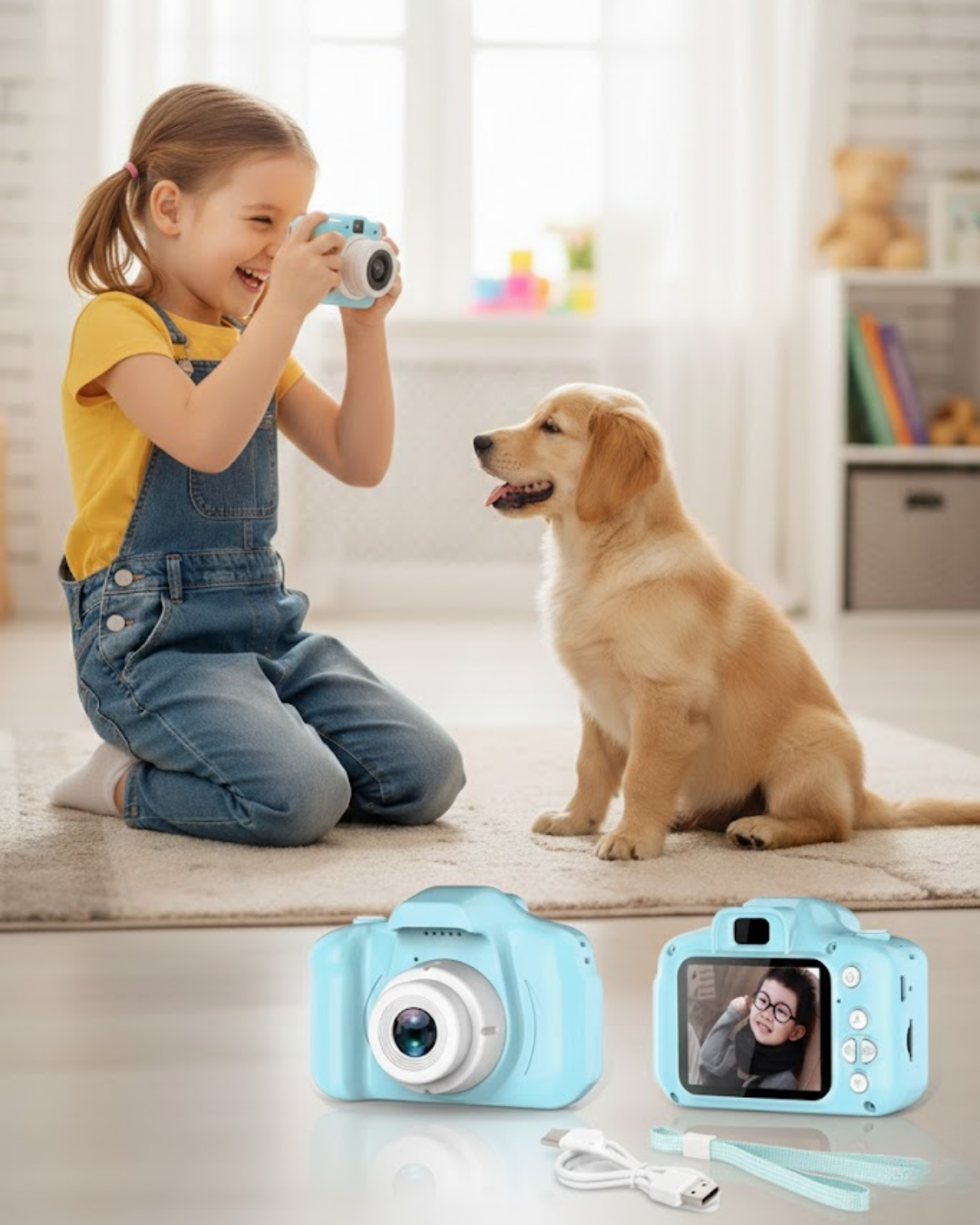 Mavi Kompakt HD Dijital Kamera Video ve Fotoğraf Kayıt Özellikli Taşınabilir Model