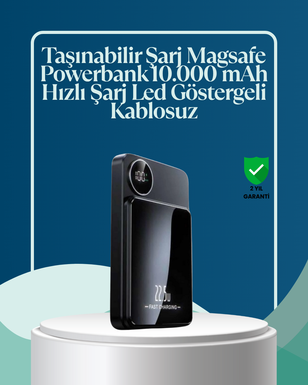 10000mAh Kapasiteli Manyetik USB-C ve Kablosuz Powerbank W09