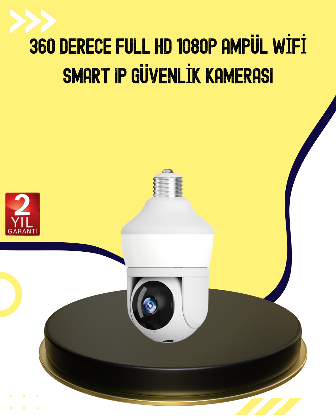 1080P Görüntü Kaliteli Wi-Fi Ampul Tipi Güvenlik Kamerası