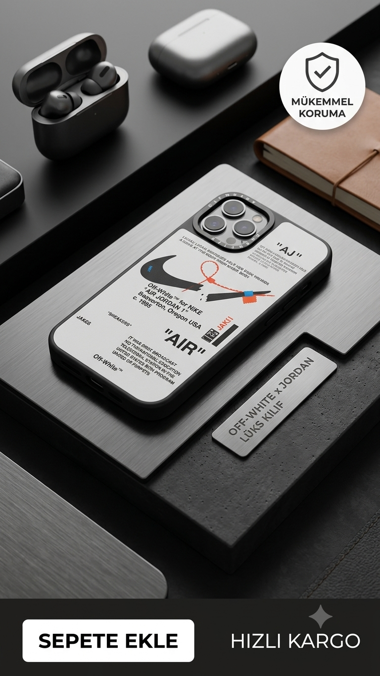 iPhone 13 Uyumlu Streetwear Off-White & Jordan Konseptli Kılıf – Kamera Korumalı, Lüks Silikon Arka Kapak 